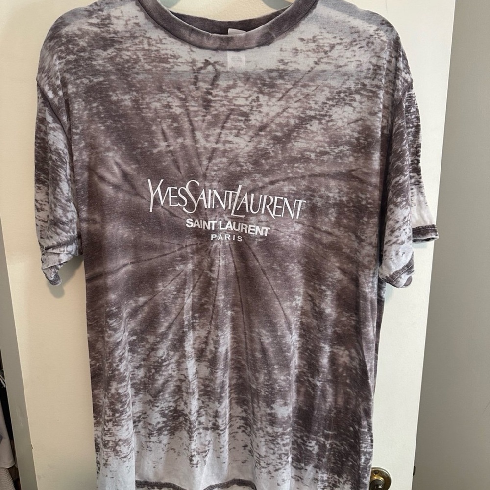 Saint Laurent Black and White Tie-Dye Men's Tee